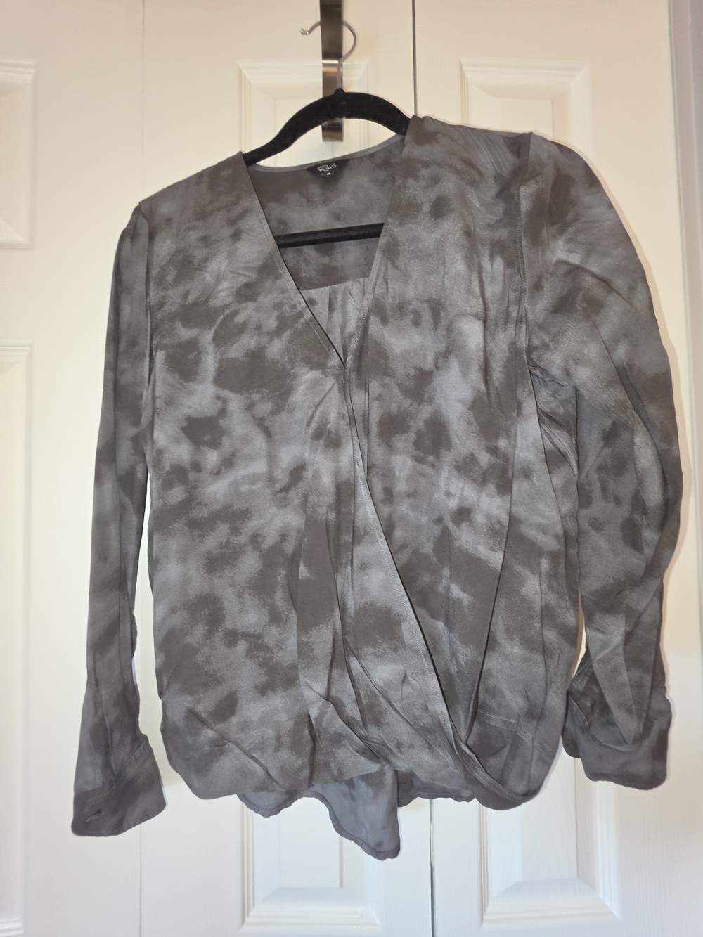 Rails Gray Tie-Dye Wrap V-Neck Blouse